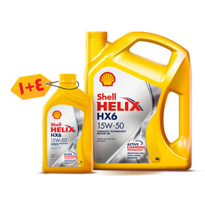 Shell Helix HX6 15W50 - 4L + 1L Promo - Shell Lubricants Egypt